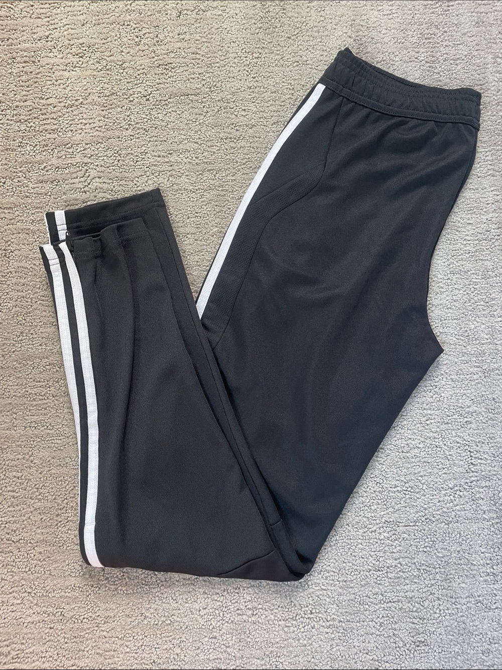 adidas Black Track Pants with White Side Stripes
